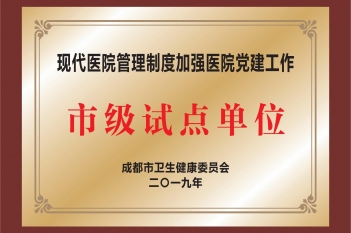 现代医院管理制度加强医院党建工作市级试点单位